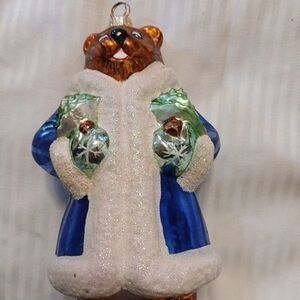 Christopher Radko "Beary Chic in Blue" Wintertree Bears 6.5" Christmas Ornament